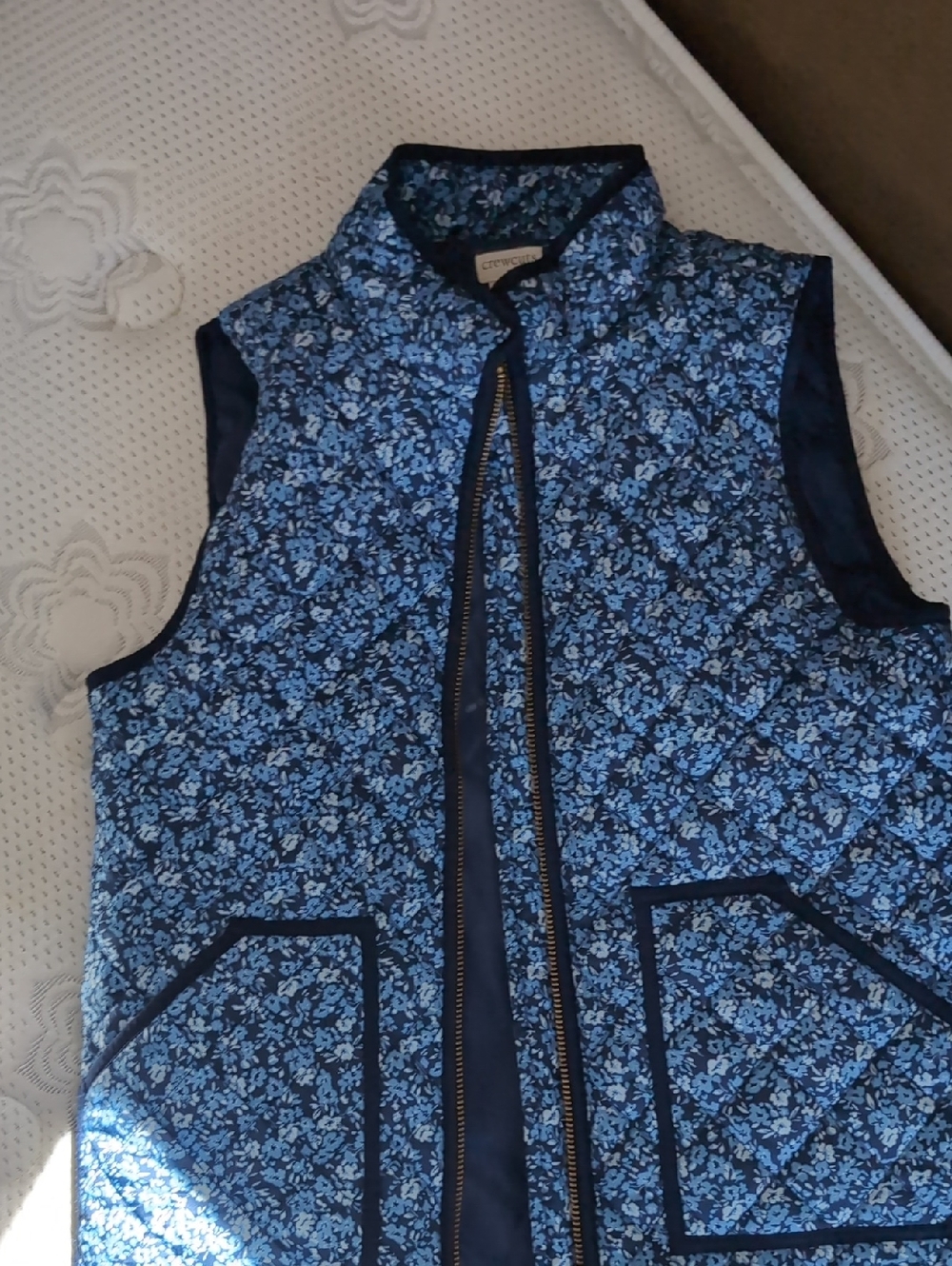 Crewcuts Navy & Light Blue Floral Quilted Vest